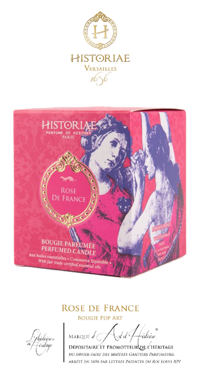 HISTORIAE Rose de France - Bougie Pop Art 190g (50h)