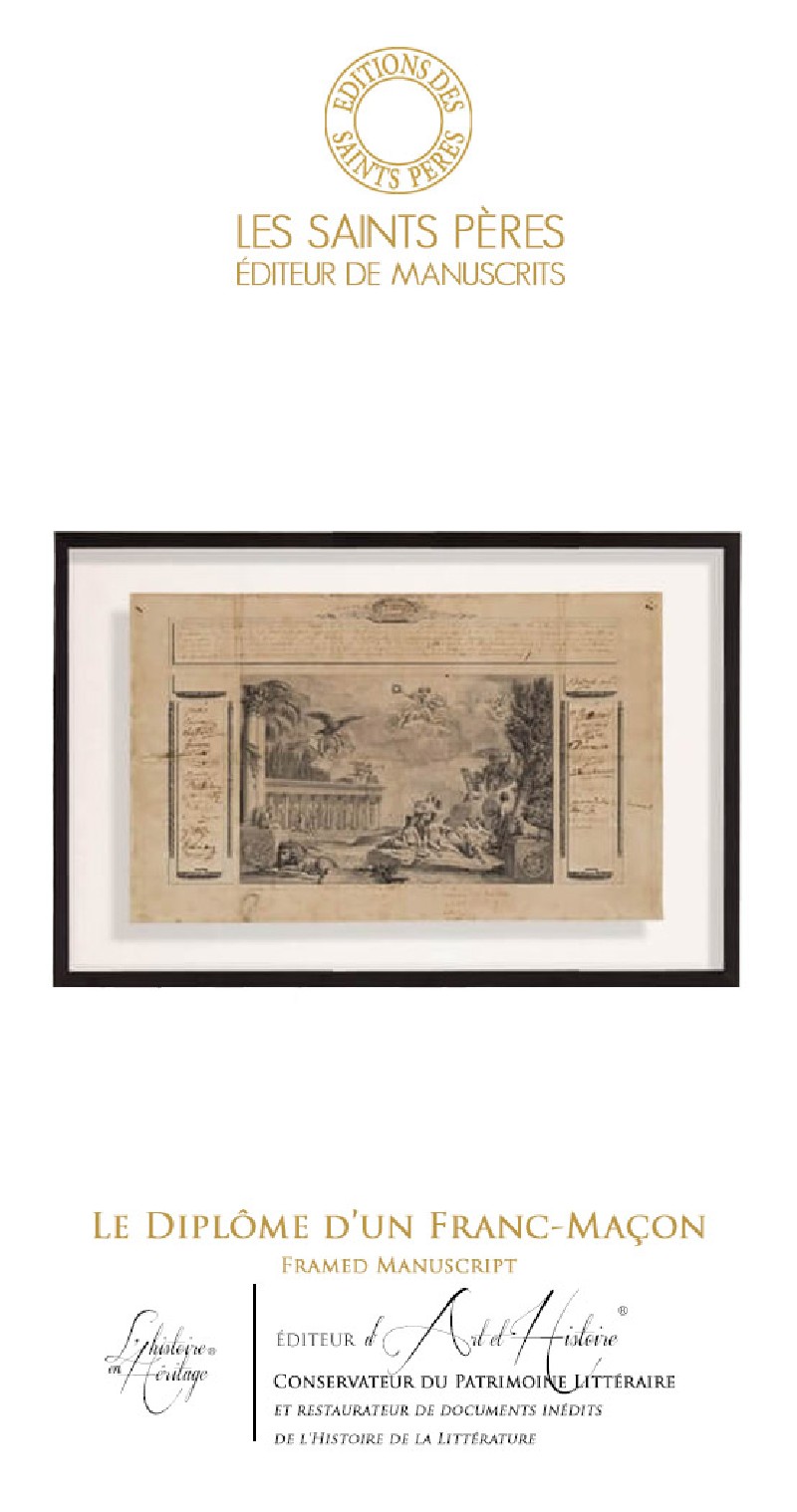 Le Diplôme d'un Franc-Maçon - Framed Manuscript of History